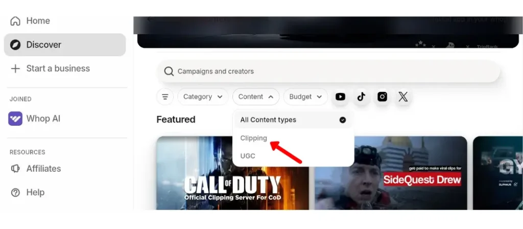 Whop Clipping Dashboard 